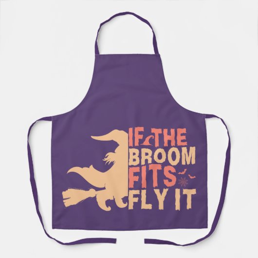 あおもしろいあもしの箒はハロウィンの間を飛ぶ エプロン (正面)
