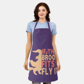 あおもしろいあもしの箒はハロウィンの間を飛ぶ エプロン (着用した状態)