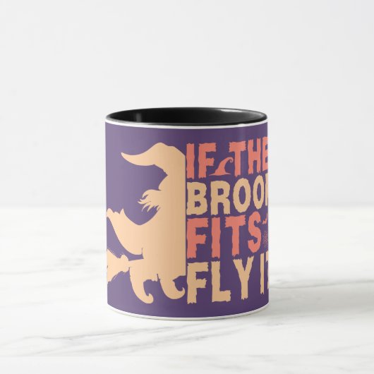あおもしろいあもしの箒はハロウィンの間を飛ぶ マグカップ (中央)