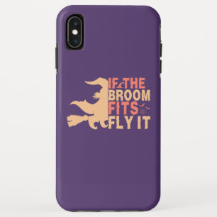 あおもしろいあもしの箒はハロウィンの間を飛ぶ iPhone XS MAXケース