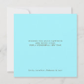 あおもしろいあ鹿が新年の漫画を持ってくる シーズンカード (裏面)