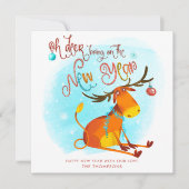 あおもしろいあ鹿が新年の漫画を持ってくる シーズンカード (正面)