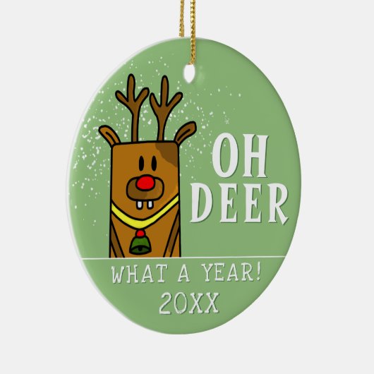 あおもしろいあ鹿なんて一年の緑のクリスマス セラミックオーナメント (右)