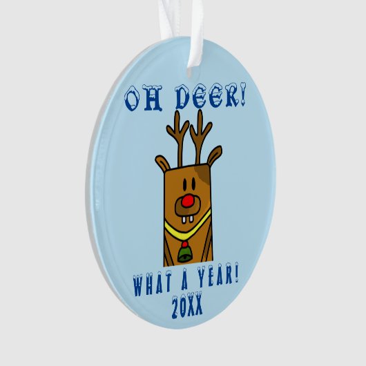 あおもしろいあ鹿なんと1年の漫画トナカイ オーナメント (正面)