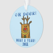 あおもしろいあ鹿なんと1年の漫画トナカイ オーナメント (正面)