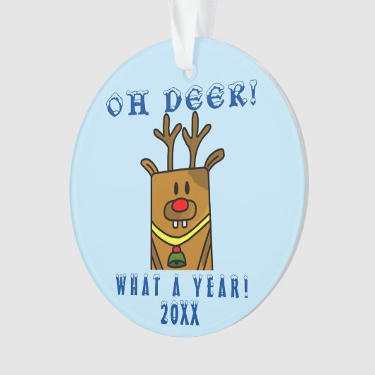 あおもしろいあ鹿なんと1年の漫画トナカイ オーナメント (正面)