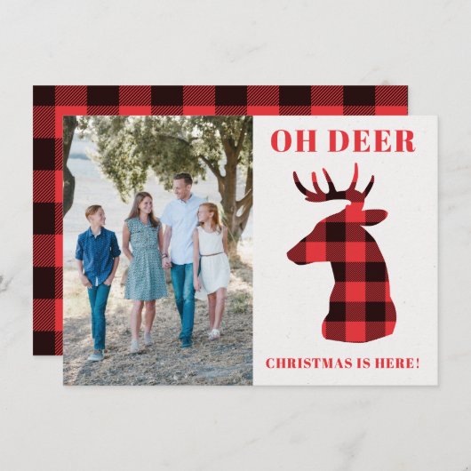 あおもしろいあ鹿のクリスマスは、ここにバッファローのプレイド シーズンカード (正面/裏面)