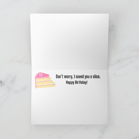 あおもしろいなたが言った猫はケーキ誕生日 カード (内部)