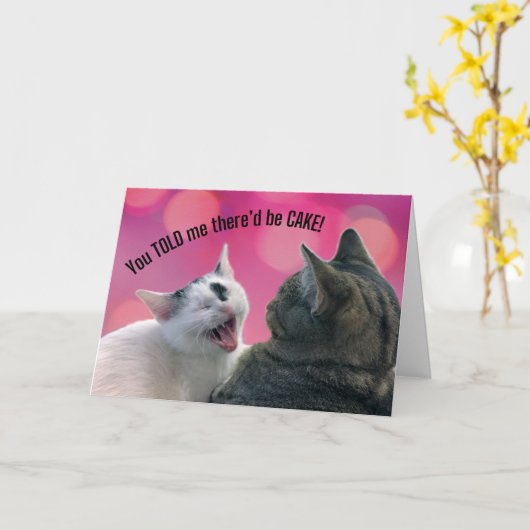 あおもしろいなたが言った猫はケーキ誕生日 カード (黄色い花)