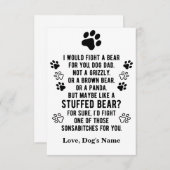 あおもしろいなたのために熊と戦うパパ サンキューカード (正面/裏面)