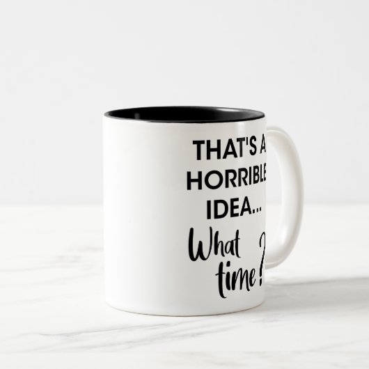 あおもしろいのユーモアは嫌なアイディアだ何時だ?ギフト ツートーンマグカップ (正面右)