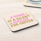 あくびはコーヒ静かーピンクの叫び声おもしろいだ コースター (左側)