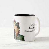 あくびはコーヒ静かーマグの叫び声である ツートーンマグカップ (正面右)