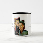 あくびはコーヒ静かーマグの叫び声である ツートーンマグカップ (中央)