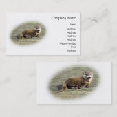 あくびをしているかわいいベビーのカワウソ 名刺 (正面/裏面)