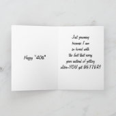 あくびをするカズ私は40歳の誕生日に退屈している カード (内部)