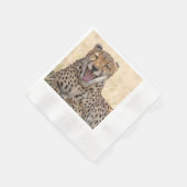 あくびをするチーター 縁ありカクテルナプキン (角)