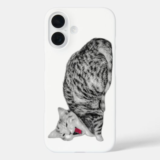 あくびをする猫の白黒の赤舌ケース Case-Mate iPhoneケース (裏面)
