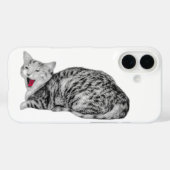 あくびをする猫の白黒の赤舌ケース Case-Mate iPhoneケース (裏面 (横))