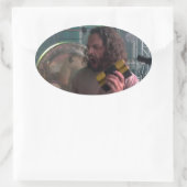 あくびをする 楕円形シール (バッグ)