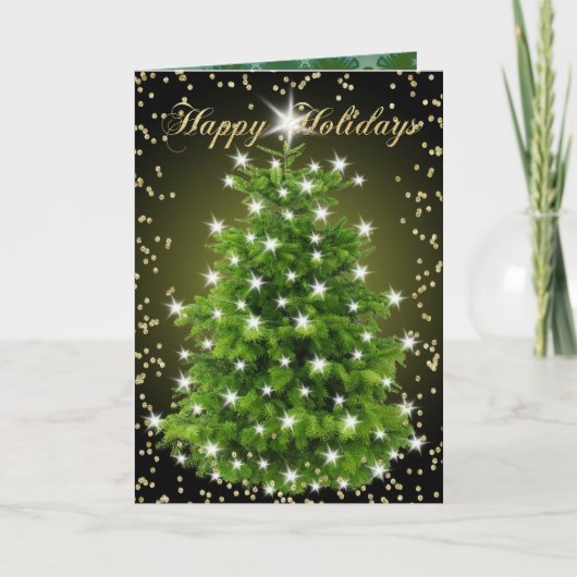 あけましておめでとうございます エレガントなクリスマスツリーの装飾 シーズンカード (正面)