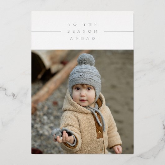 あけましておめでとうございます 家族の写真を追加してください 箔シーズンカード (正面)