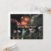 あけましておめでとう、壮観な花火 カード (正面/裏面インサイチュ)
