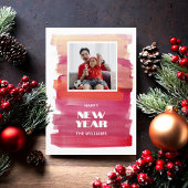 あけましておめでとう 現代の水彩画 ピンクのクリスマス シーズンカード