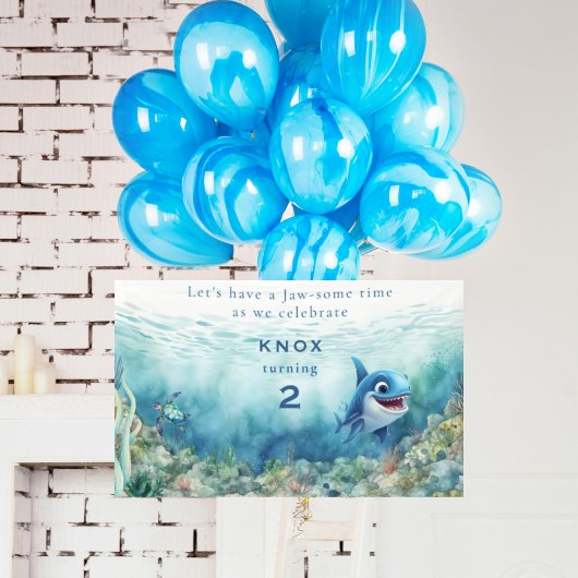 あごのようなサメにかまれた誕生日パーティー歓迎サイン 横断幕