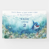 あごのようなサメにかまれた誕生日パーティー歓迎サイン 横断幕 (横)