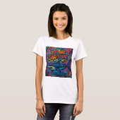 あごのようなサメの落書き Tシャツ (正面フル)