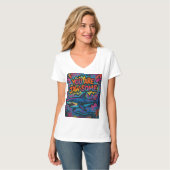 あごのようなサメの落書き Tシャツ (正面フル)