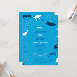 あごのようなサメの誕生日パーティーの招待状 招待状