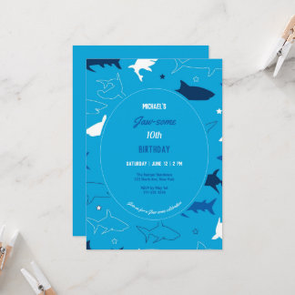 あごのようなサメの誕生日パーティーの招待状 招待状