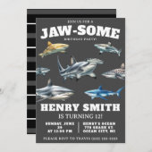 あごのようなパーティーを!サメ誕生日 招待状 (正面/裏面)