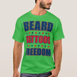 あごひげとタトゥーメンアメリカンギフトひげパパ2 Tシャツ