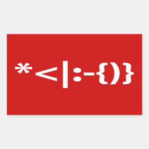 あごひげのクリスマス顔文字を持つサンタクロース 長方形シール