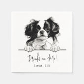 あご日本のの犬がパーソナライズされた酒を飲む スタンダードカクテルナプキン (正面)