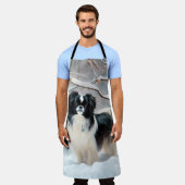 あご日本のは雪のクリスマスを過ごす エプロン (着用した状態)