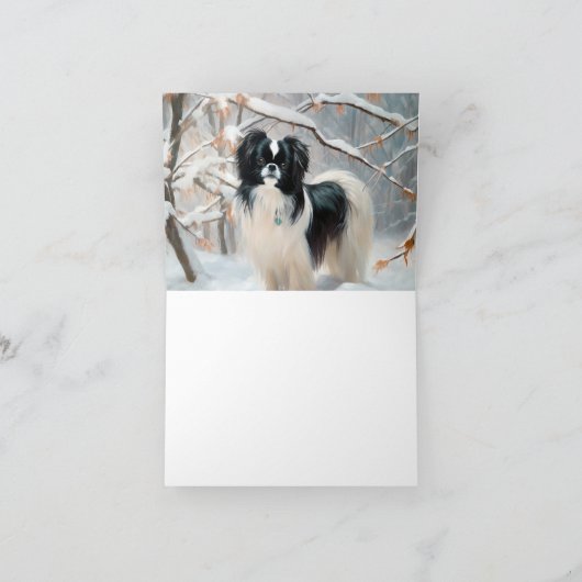 あご日本のは雪のクリスマスを過ごす カード (内部)