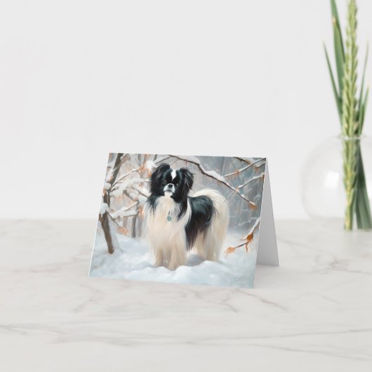 あご日本のは雪のクリスマスを過ごす カード (正面)