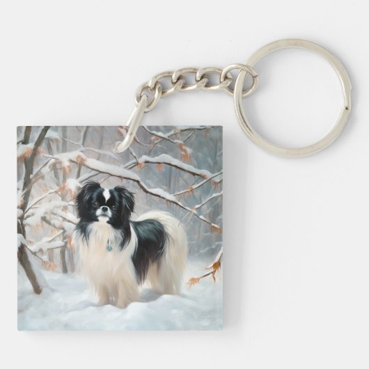 あご日本のは雪のクリスマスを過ごす キーホルダー (裏面)