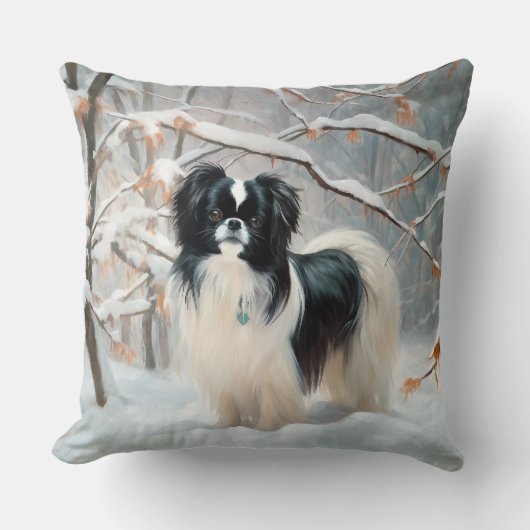 あご日本のは雪のクリスマスを過ごす クッション (正面)