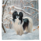 あご日本のは雪のクリスマスを過ごす シャワーカーテン (正面)