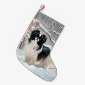 あご日本のは雪のクリスマスを過ごす スモールクリスマスストッキング (正面 (吊り時))