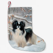 あご日本のは雪のクリスマスを過ごす スモールクリスマスストッキング (正面)