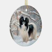 あご日本のは雪のクリスマスを過ごす セラミックオーナメント (右)