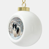 あご日本のは雪のクリスマスを過ごす セラミックボールオーナメント (右)
