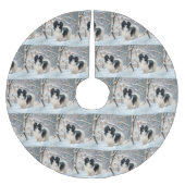 あご日本のは雪のクリスマスを過ごす ブラッシュドポリエステルツリースカート (正面)