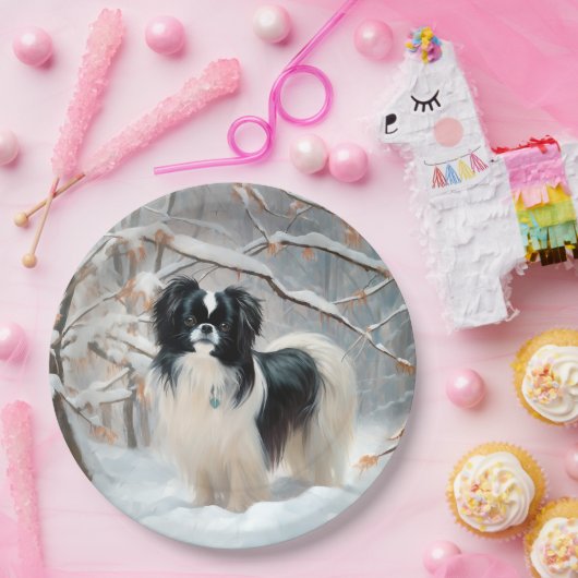 あご日本のは雪のクリスマスを過ごす ペーパープレート (パーティー)